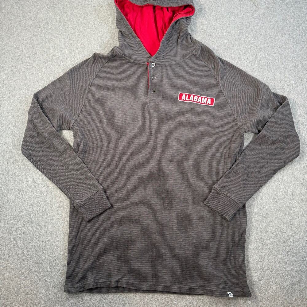 Alabama Crimson Tide Colosseum Men's XXL Henley Hoodie Waffle Knit Grey Red